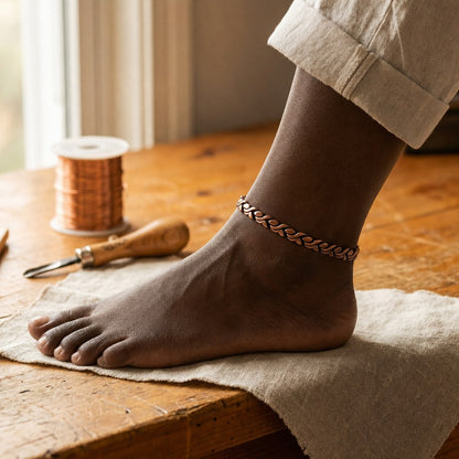 Dune Copper Anklet worn by a woman from our community