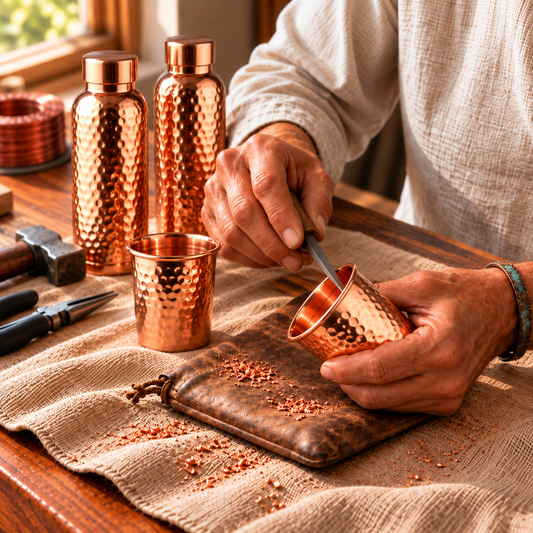 Hammered Copper Gift Set – 2 Bottles & 2 Mugs